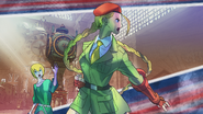 Cammy protecting Juni after Vega escapes.