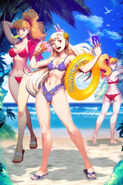 Maki, Ingrid and Effie in Udon's Street Fighter Swimsuit Special #1.