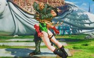 Sagat swinging Cammy across the stage using Tiger Swing.