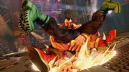 Zangief performing the Spinning Piledriver on Charlie in Street Fighter V