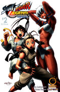 Portada del segundo número de Street Fighter Legends: Ibuki, donde se muestra a Makoto, Ibuki y Elena.