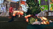 Cammy using the Hooligan Suplex against Jack-X.