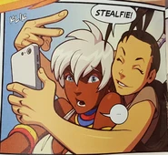 Elena on the receiving end of a "Stealfie"
