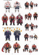 Hakan concept art from the Super Street Fighter IV Official Complete Works book.