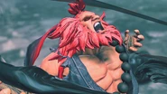 Akuma's victory pose in Street Fighter V.