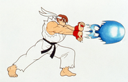 Street Fighter Alpha artwork of Ryu releasing a Hadoken