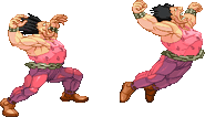 A pair of frames for Hugo's Meat Squasher in the Street Fighter III series.