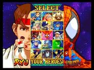 Marvel vs. Capcom: Clash of Super Heroes' character select screen.