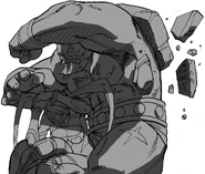 Street Fighter Alpha 3: concept art of Zangief protecting R.Mika