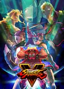 Street Fighter V official DLC art with Urien, Juri, Alex, Balrog, Guile and Ibuki.