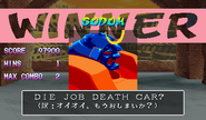 "Die job death car?" -> "Daijoubu desu ka?" = "Are you okay?" (Japanese "translation": "Hey Hey, is it over already?")