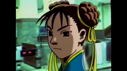 Chun-Li in Sakura's Street Fighter Alpha 2 commercial.