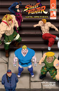 Guile (bottom right) featured in a variant cover for issue #4 of Street Fighter Unlimited by UDON.