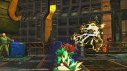 Blanka electrifying Ling Xiaoyu in Street Fighter X Tekken.