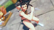 Ibuki is constantly seen in non combat capacities with her Kunai, such as here during her victory pose in Street Fighter V.