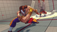 Vega's landing pose after hitting Ryu.