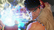 Ryu charging a Denjin Hadoken in Street Fighter V.