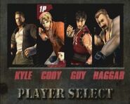 Kyle, Cody, Guy and Haggar on the character select.