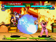 Sakura's Zanku Hadoken in Marvel Super Heroes vs. Street Fighter.