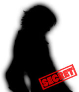 Silhouette of an unknown secret character, who bears a resemblance to both Kyo Kusanagi and K' from the The King of Fighters series.