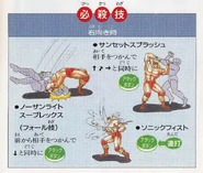 Biff's wrestling moves from the Super Famicom manual.