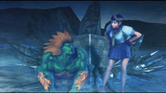 Blanka and Sakura ending screen shot for Street Fighter X Tekken