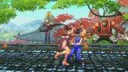 Ibuki using her close hard kick launcher to launch and juggle Ling Xiaoyu in Street Fighter X Tekken.