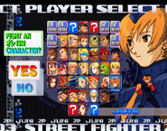 Street Fighter Zero 3 Upper character select screen (NAOMI version shown, same as Dreamcast version)