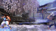 Gif animation of Ryu using Denjin Hadoken against Akuma in Street Fighter 6.
