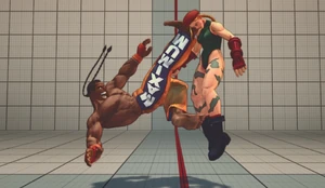 Dee Jay kicking  in the face using Swing Over Launch.