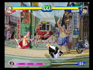 Ingrid sweeping Sakura in Capcom Fighting Evolution.