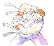 Street Fighter Alpha artwork of Ryu charging a Hadoken