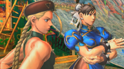 Cammy and Chun-Li during their Rival Battle in Street Fighter X Tekken