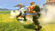 Dudley ducks under Guile's Sonic Boom in Ultra Street Fighter IV
