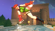 Cammy stepping on one of Ibuki's spikes.