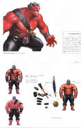 Hakan outfit concept art from the Super Street Fighter IV Official Complete Works book.