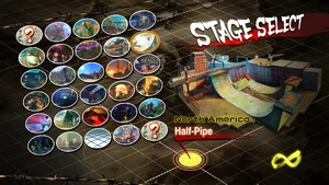 Selección de escenario para Ultra Street Fighter IV.