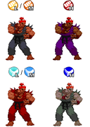 Akuma's costume colors as they appear in the Sega Saturn version of X-Men vs. Street Fighter.