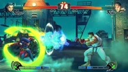 Using the medium punch version to reflect Ryu's Hadoken horizontally back at him in Street Fighter IV.