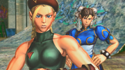 Cammy and Chun-Li confronting their opponents in Street Fighter X Tekken