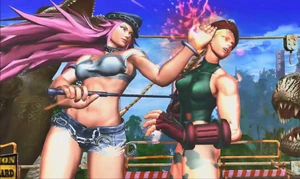 Poison performing Slap Shot to Cammy in Street Fighter X Tekken.