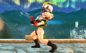 Cammy twisting her opponent's neck during Gyro Clipper.