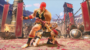 Marisa pinning down Cammy using Enfold.