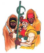 Street Fighter Alpha 2 artwork of Rolento, El Gado and Holly Wood