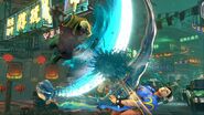Charlie performing a Heavy Moonsault Slash on Chun-Li.