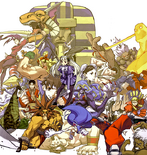 Ingrid (center) in a cast shot of Capcom Fighting Evolution by UDON