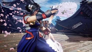 Hokuto while wielding her dual fans.