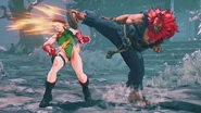Akuma performing the Shuretsuzan to Cammy using a similar Joudan Sokutogeri kick.