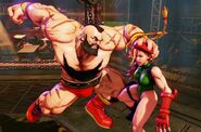 Zangief setting up Cammy for his Borscht Dynamite.