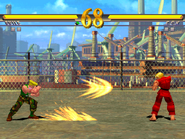 Guile performing the Sonic Typhoon against Ken in Street Fighter EX2.